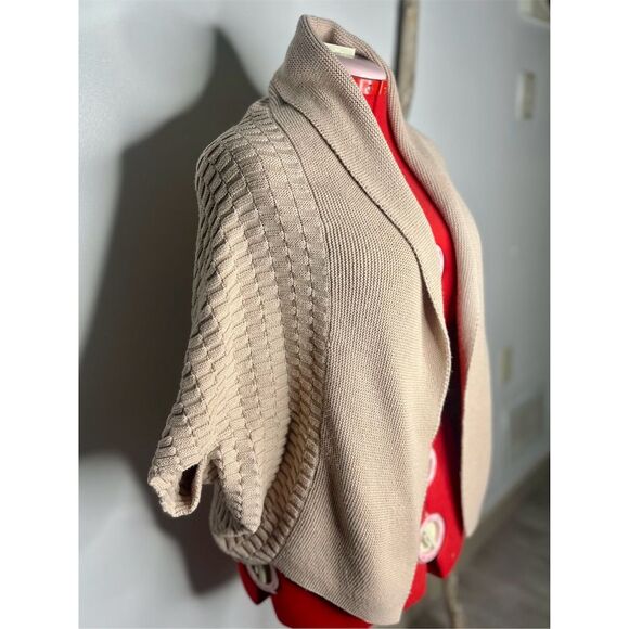 Jennifer Lopez Women's Beige Open Front Cardigan Shawl Collar Size M - Picture 8 of 13